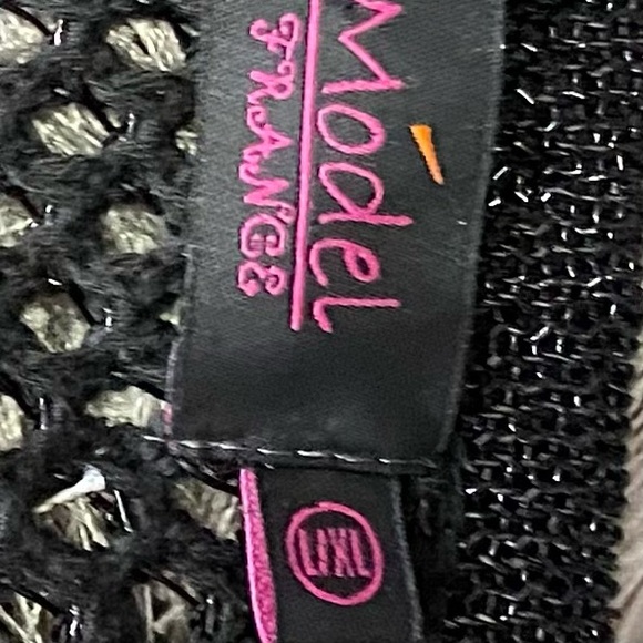 Model France women black mesh long sleeves cardigan. Size L/XL. Used. - Picture 5 of 8